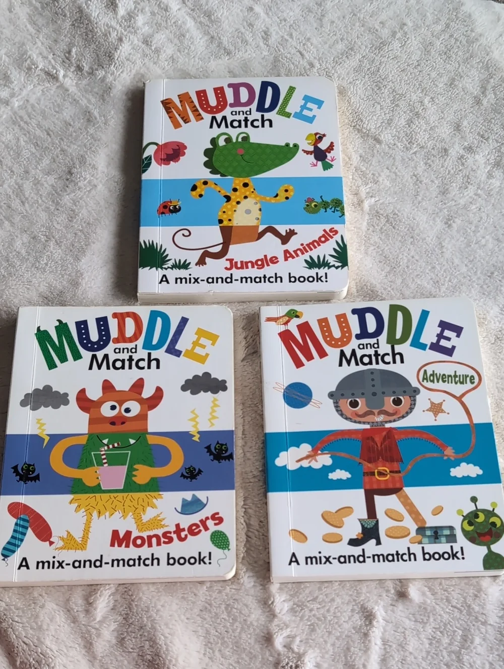 Kids Muddle And Match Board Book Set Jungle, Monsters & Adventure Mix & Match